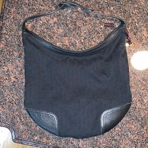 GUCCI ORIGINAL GG BLACK CANVAS HOBO TOTE BAG